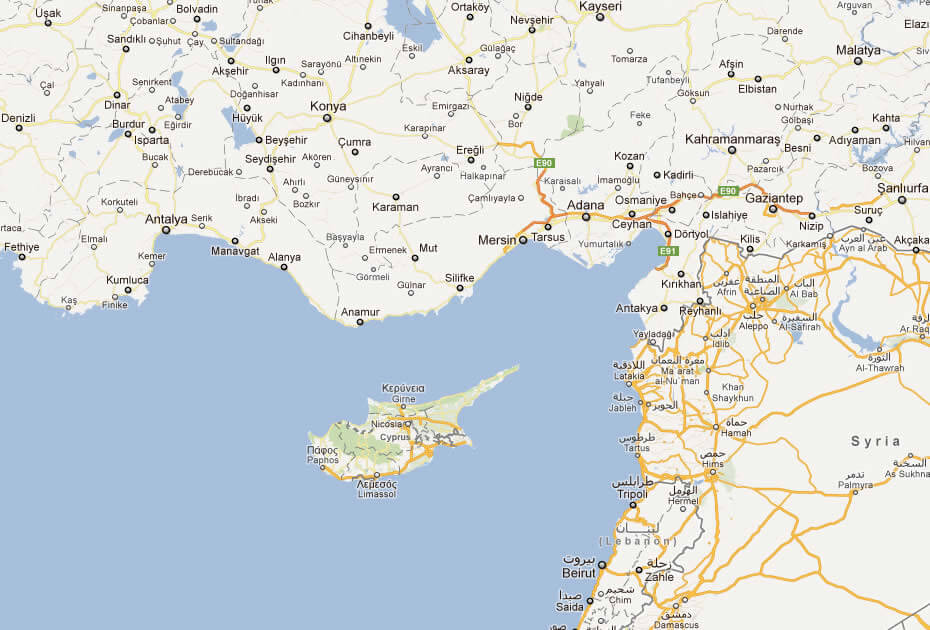 Akrotiri and Dhekelia Cyprus map